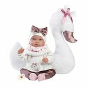 Llorens 84456 NEW BORN - realistická panenka miminko se zvuky a měkkým látkovým tělem
